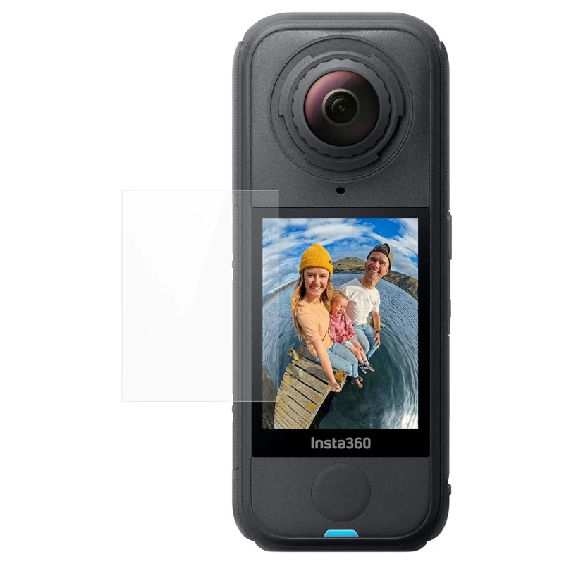 Pellicola protettiva in vetro temperato trasparente anti-caduta con adesivo laterale per schermo della fotocamera Insta360 X4 Air
