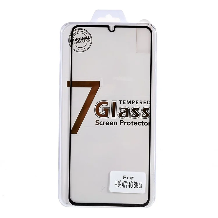 Pour ZTE Blade A72 4G Protecteur d'écran en verre trempé HD Clear Full Glue Black Edge Silk Printing Anti-explosion Film Shield