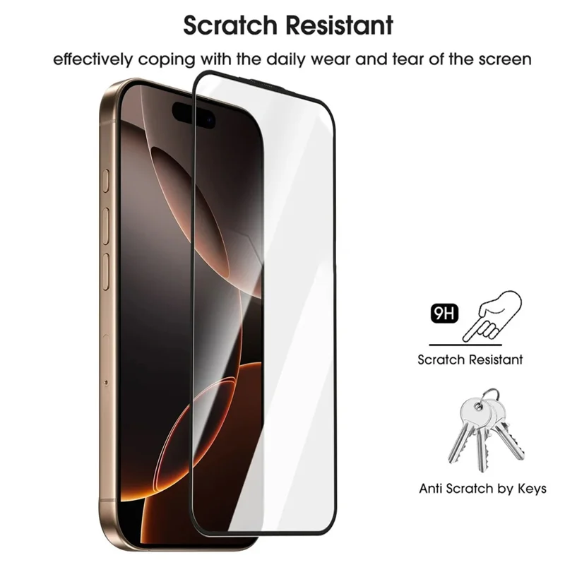 Per iPhone 17 Pro Max Protezione Schermo Completa HD Chiara Seta Stampa Alta Alluminio-silicio Pellicola in Vetro con Telaio di Installazione Rimozione Polvere