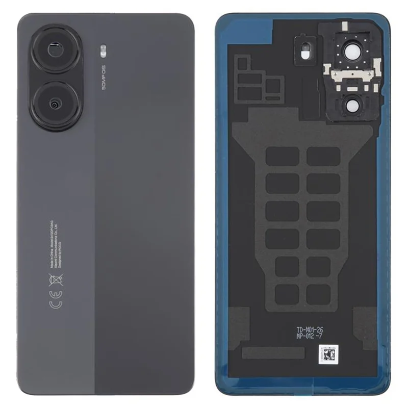 Carcasa Trasera de Batería OEM con Tapa de Lente de Anillo de Cámara para Xiaomi Poco X7 Pro 5G - Negra