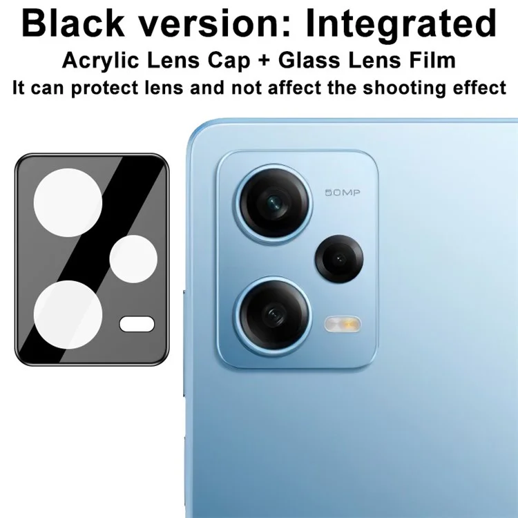 IMAK для Xiaomi Redmi Note 12 Pro 5G Clear Tempered Glass Lens Film + Acrylic Lens Cap Anti-scratch Camera Lens Protector (Черная версия)