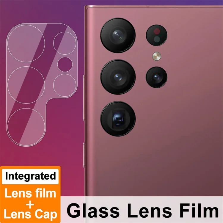 IMAK Ultra Clear Anti-scratch Camera Lens Protector pour Samsung Galaxy S23 Ultra, Anti-explosion Integrated Tempered Glass Lens Film + Acrylic Lens Cap