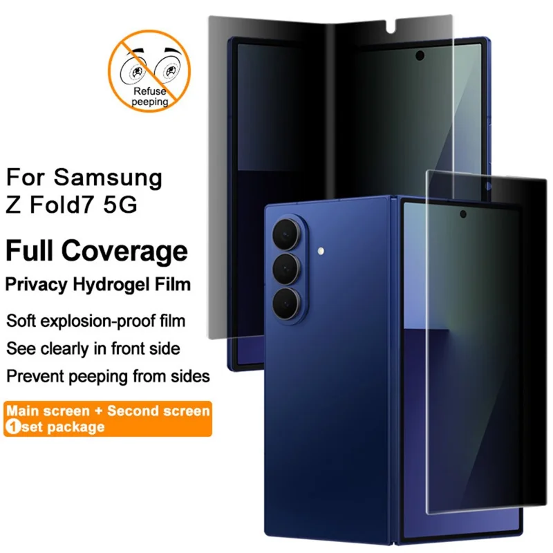 IMAK Privacy Hydrogel Film III for Samsung Galaxy Z Fold7 5G 1 Set Anti-Spy TPU Full Screen Film (Front Screen + Inner Large Screen)