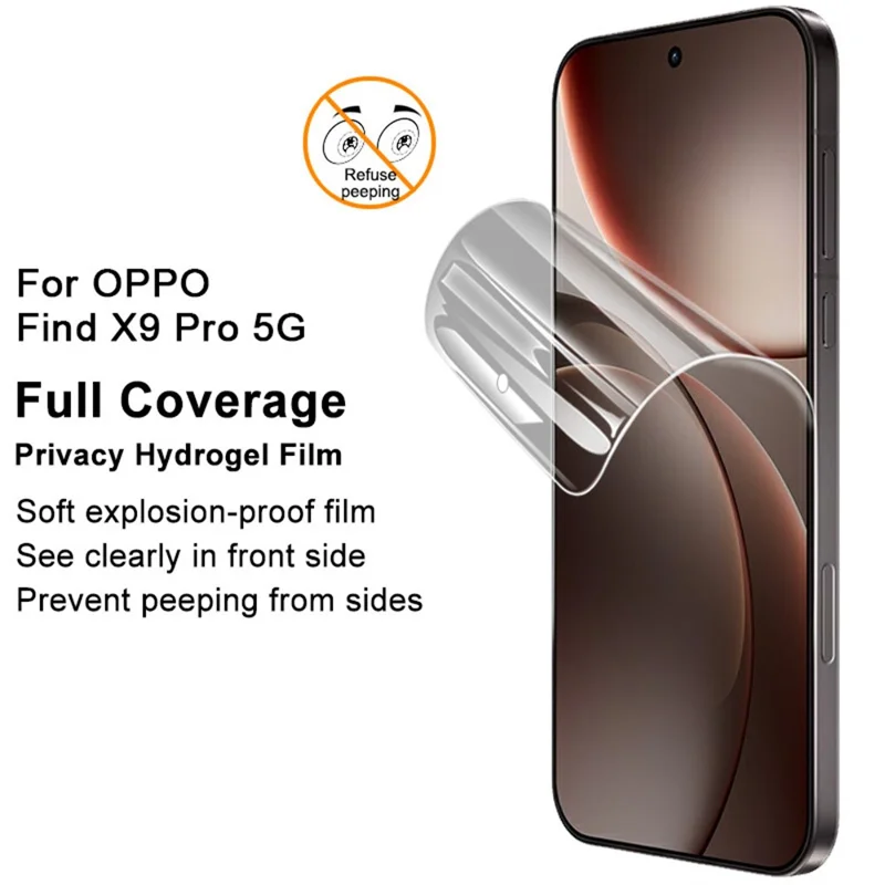 IMAK Privacy Hydrogel Film III for Oppo Find X9 Pro 5G Anti-Spy Soft TPU Full Screen Protector (Fingerprint Unlock)