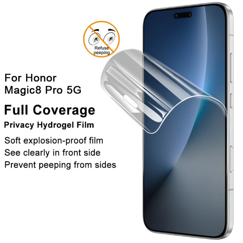 IMAK Privacy Hydrogel Film III für Honor Magic8 Pro 5G Anti-Spionage Weiches TPU Vollbildschutzfolie (Fingerabdruck-Entsperrung)
