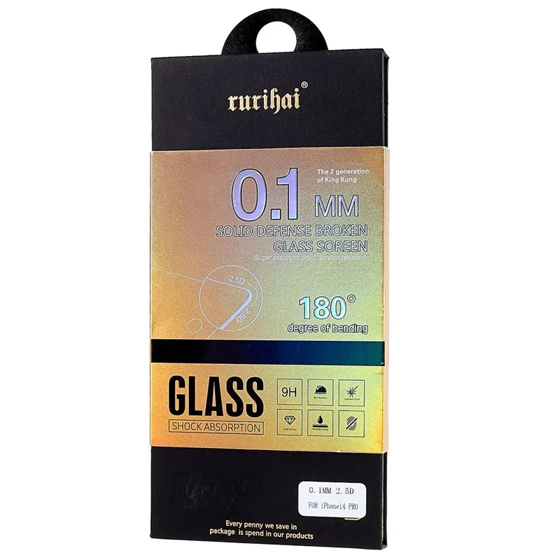 RURIHAI For iPhone 14 Pro Max 0.1mm Tempered Glass Screen Protector Ultra Clear Protection Film