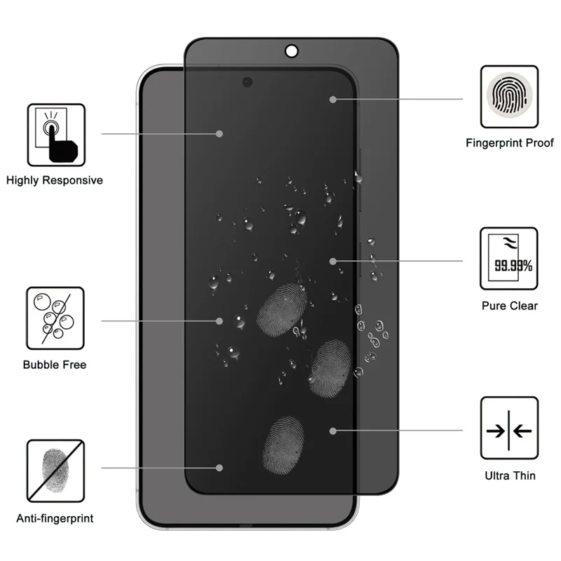 For Samsung Galaxy S26 Edge Tempered Glass Screen Protector 2.5D Arc Edge Anti-Spy Film