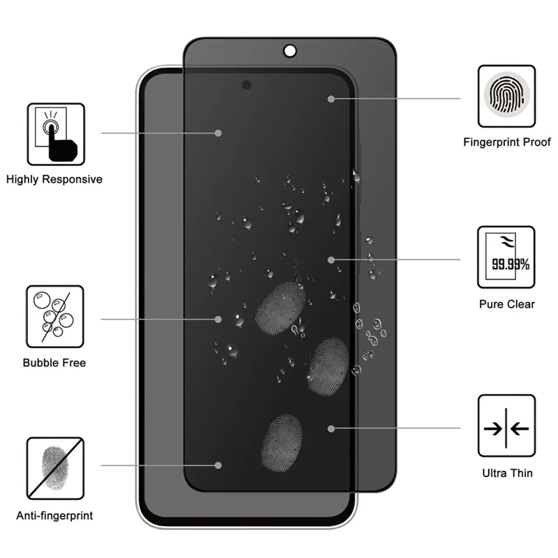 For Samsung Galaxy A37 Tempered Glass Screen Protector 2.5D Arc Edge Anti-Spy Film