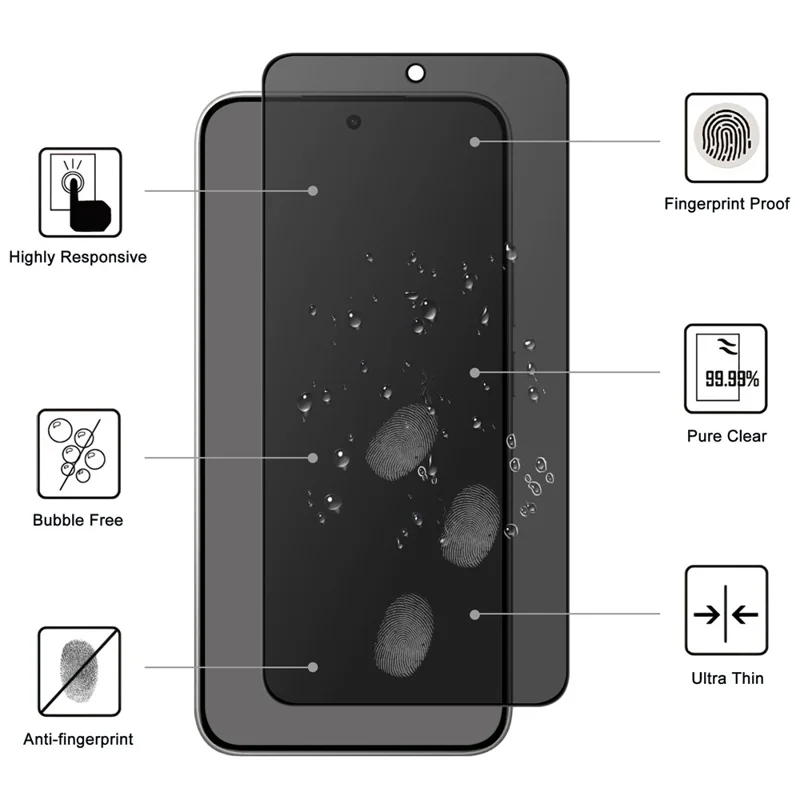 Tempered Glass For Xiaomi 15T  /  15T Pro Full Screen Protector 2.5D Arc Edge Anti-Spy Film