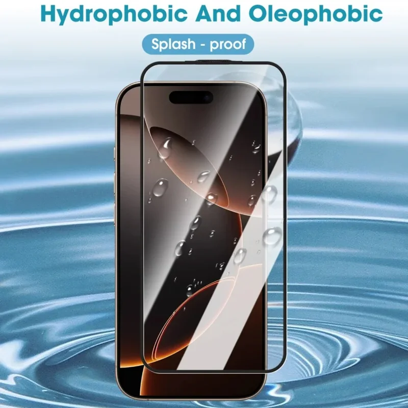 For iPhone 18 Pro / 17 Pro Full Screen Protector HD Clear Silk Printing High Aluminium-silicon Glass Film with Dust Removal Installation Frame - As Shown - 4