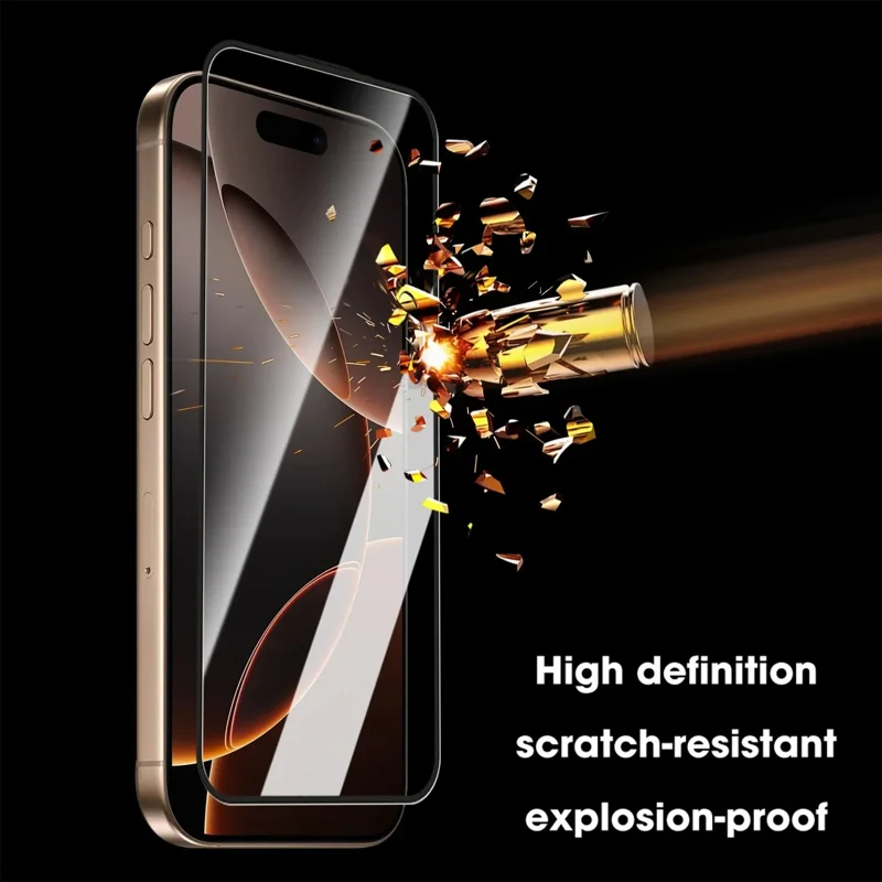 For iPhone 18 Pro / 17 Pro Full Screen Protector HD Clear Silk Printing High Aluminium-silicon Glass Film with Dust Removal Installation Frame - As Shown - 6