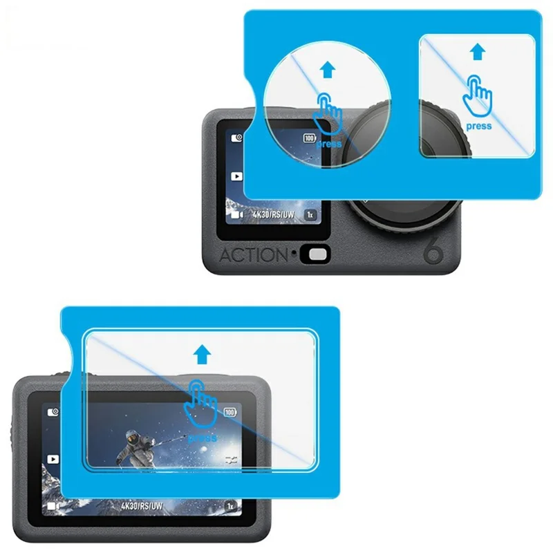 IMAK zestaw hartowanego szkła chroniącego ekran do DJI Osmo Action 6 z ochroną tylną/przednią/obiektywu (ramka samoczynnego pozycjonowania)