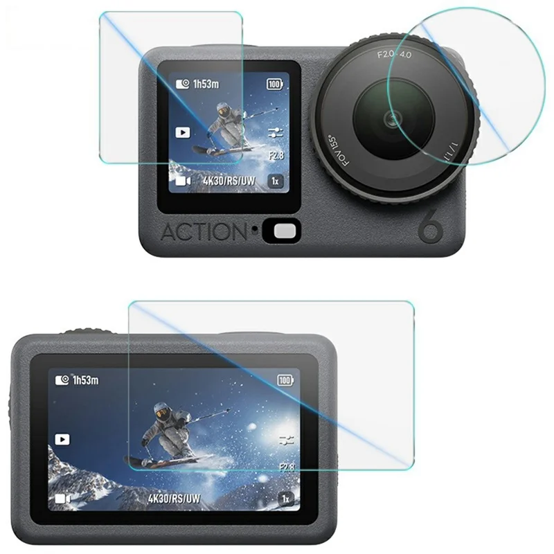 IMAK zestaw hartowanego szkła chroniącego ekran do DJI Osmo Action 6 z ochroną tylną/przednią/obiektywu (ramka samoczynnego pozycjonowania)