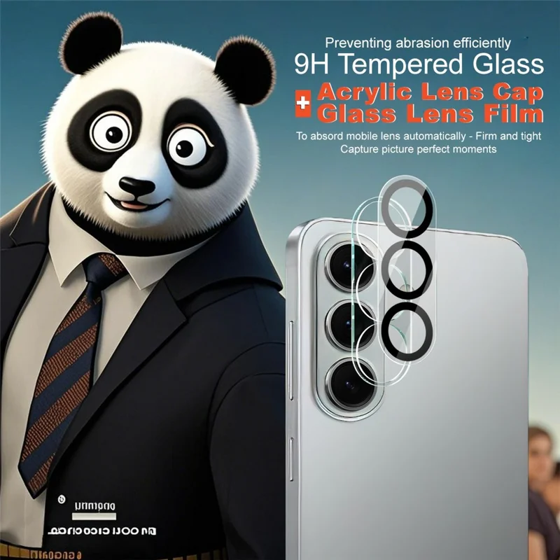 IMAK For Samsung Galaxy S26 Tempered Glass Camera Lens Protector Acrylic Lens Cap (Black Circle Design)