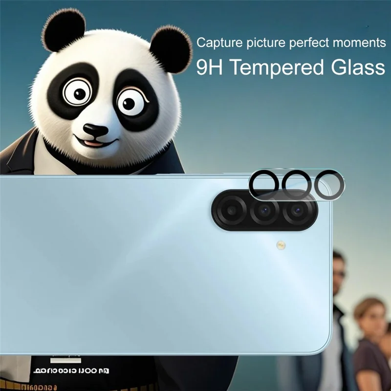 IMAK For Samsung Galaxy A17 5G / A17 4G Tempered Glass Camera Lens Protector Acrylic Lens Cap (Black Circle Design)