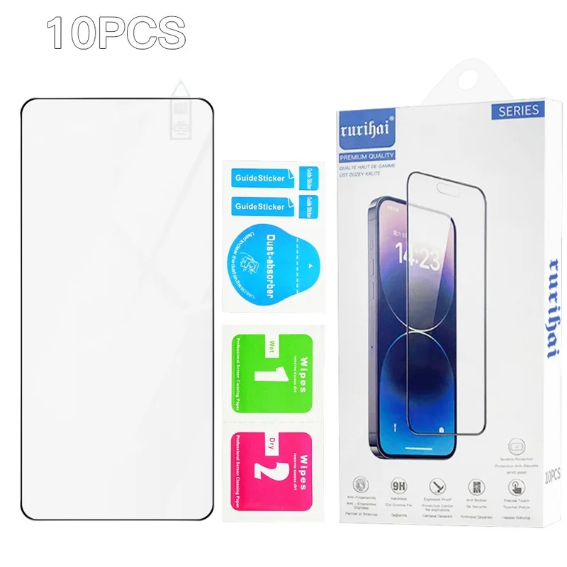 RURIHAI 10Pcs For Xiaomi Poco F8 Ultra / Redmi K90 Pro Max 5G Full Glue Full Screen Protector High Aluminium Silicon Glass Film, Ultrasonic Fingerprint Unlock