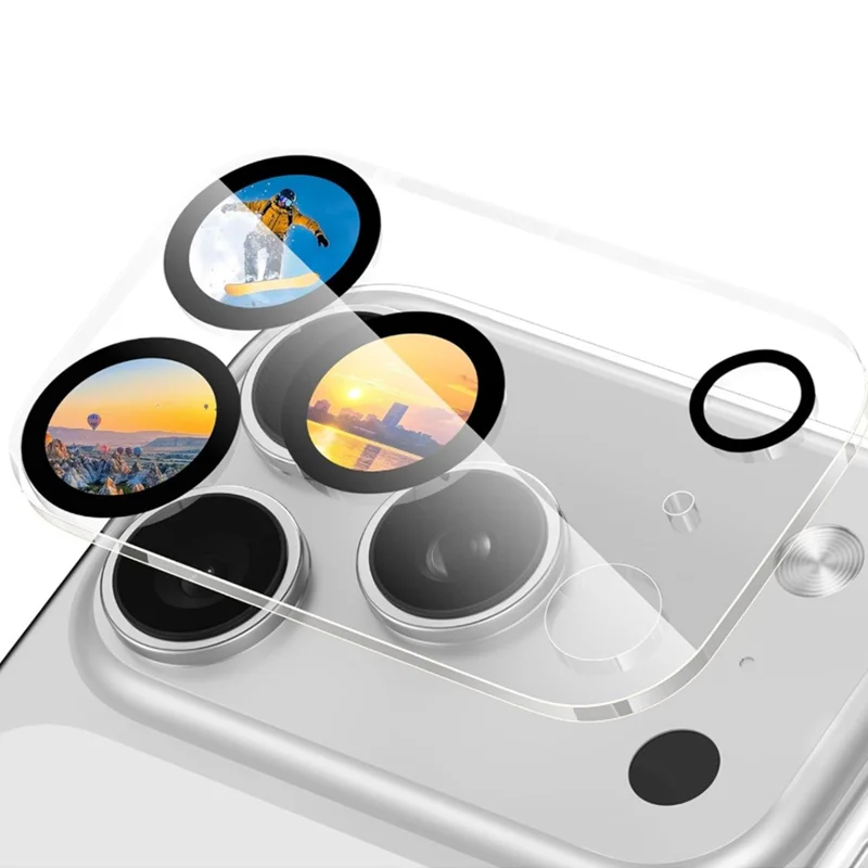 For iPhone 17 Pro Max Camera Lens Protector Black Ring Silk Printing Tempered Glass Acrylic Lens Film