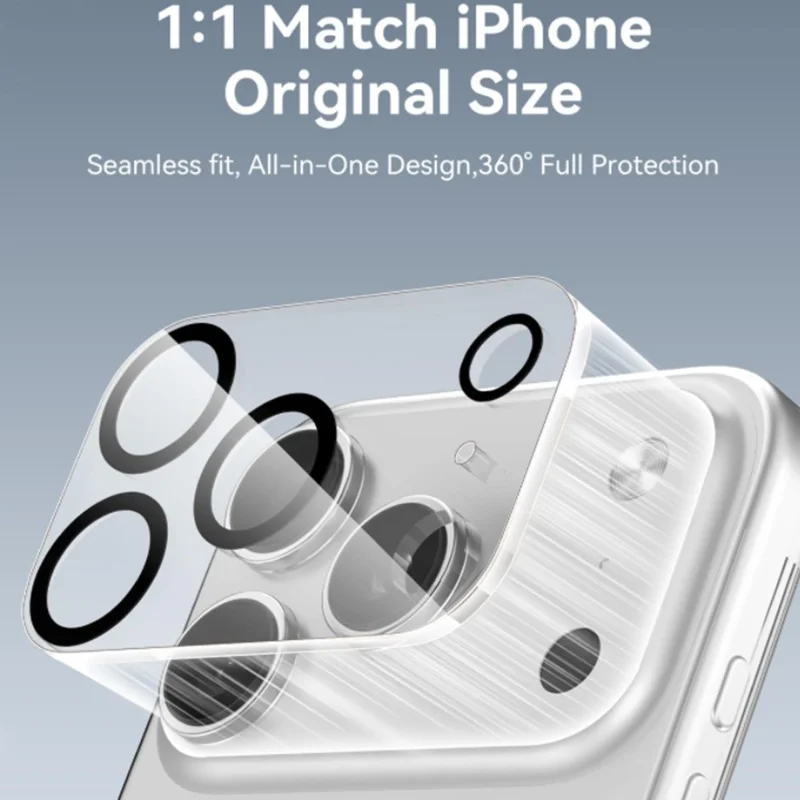 For iPhone 17 Pro Max Camera Lens Protector Black Ring Silk Printing Tempered Glass Acrylic Lens Film