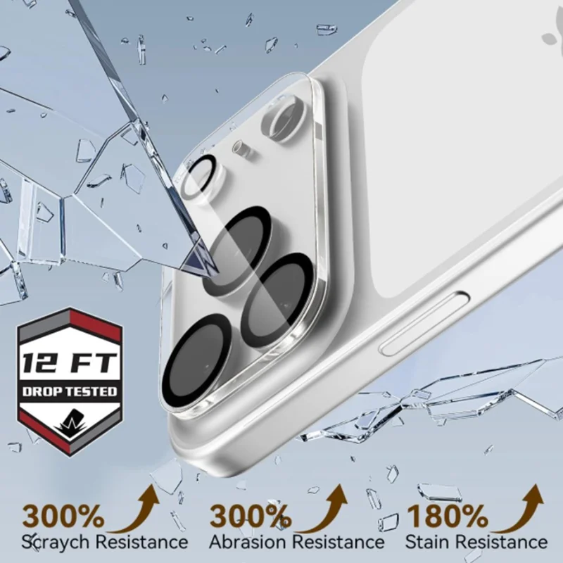 For iPhone 17 Pro Max Camera Lens Protector Black Ring Silk Printing Tempered Glass Acrylic Lens Film