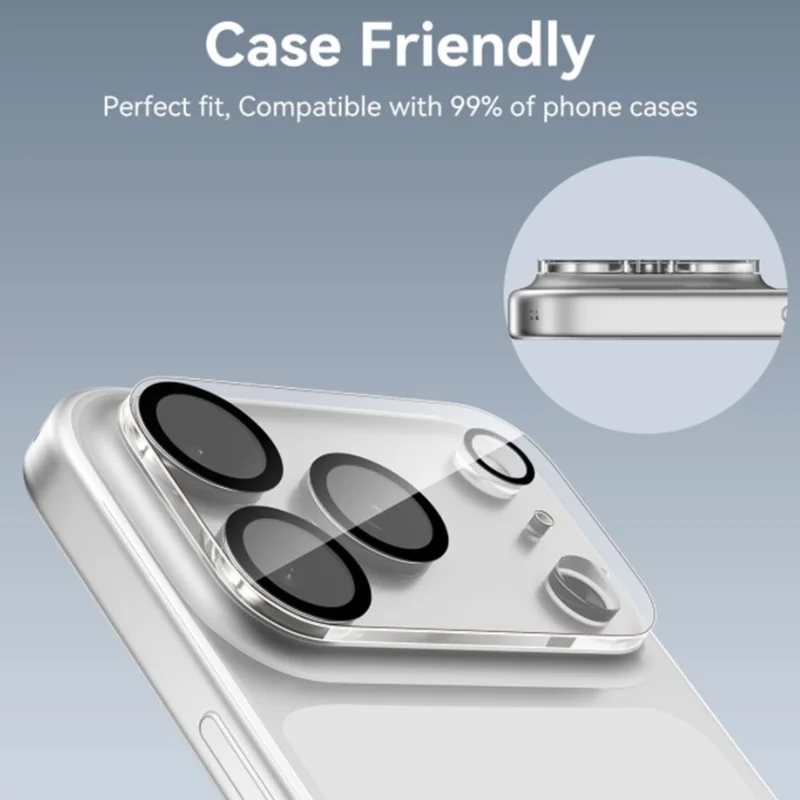 For iPhone 17 Pro Max Camera Lens Protector Black Ring Silk Printing Tempered Glass Acrylic Lens Film