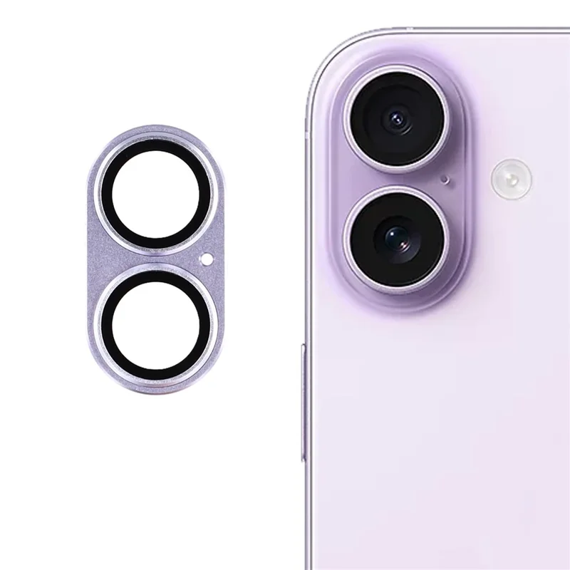 For iPhone 17 Camera Lens Protector Aluminum Alloy Metal Frame + Tempered Glass Lens Film - Purple