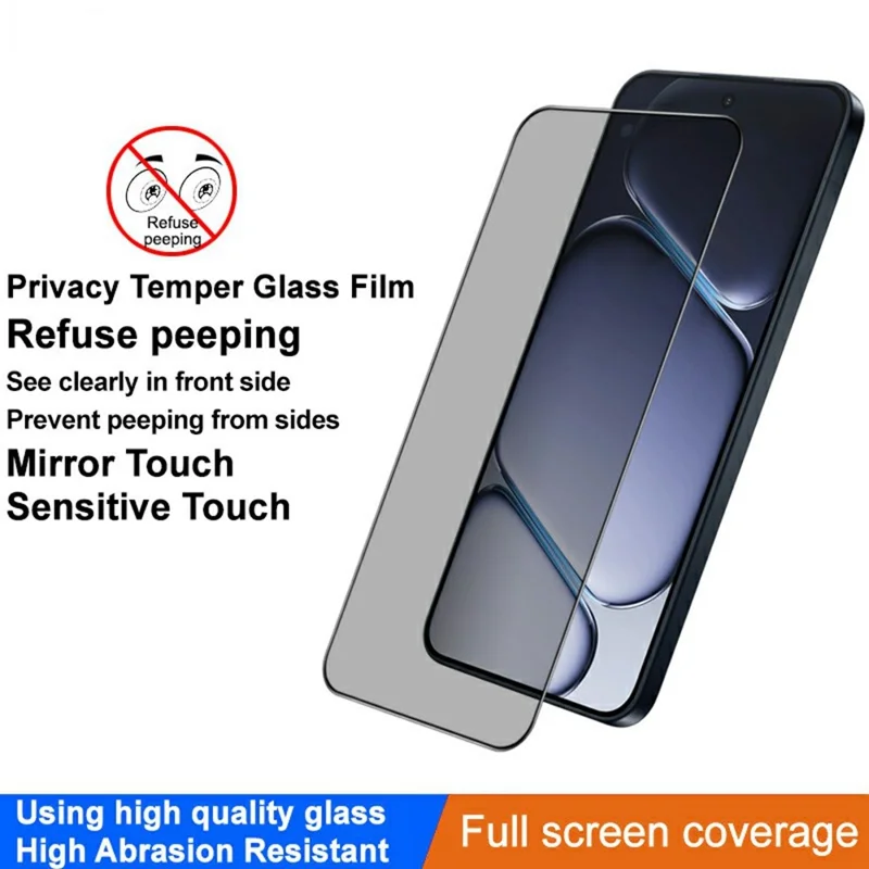 IMAK Privacy Screen Protector for OnePlus Ace 6 5G / Ace 6T 5G / 15R 5G Anti Peep Full Cover Tempered Glass Film (Fingerprint Unlock)
