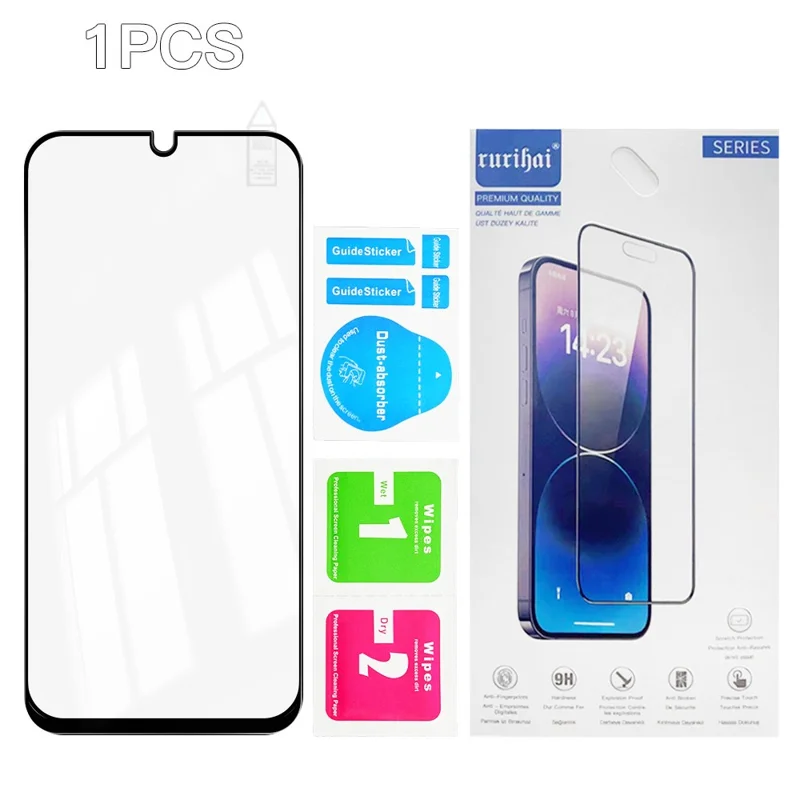 RURIHAI Protector de Pantalla Completa para Samsung Galaxy A27, Película de Vidrio de Alta Resistencia de Aluminio-Silicio con Doble Temple