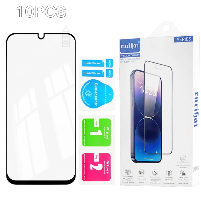 RURIHAI 10Pcs For Samsung Galaxy A27 High Aluminium-Silicon Glass Film 0.26mm 2.5D Full Screen Protector