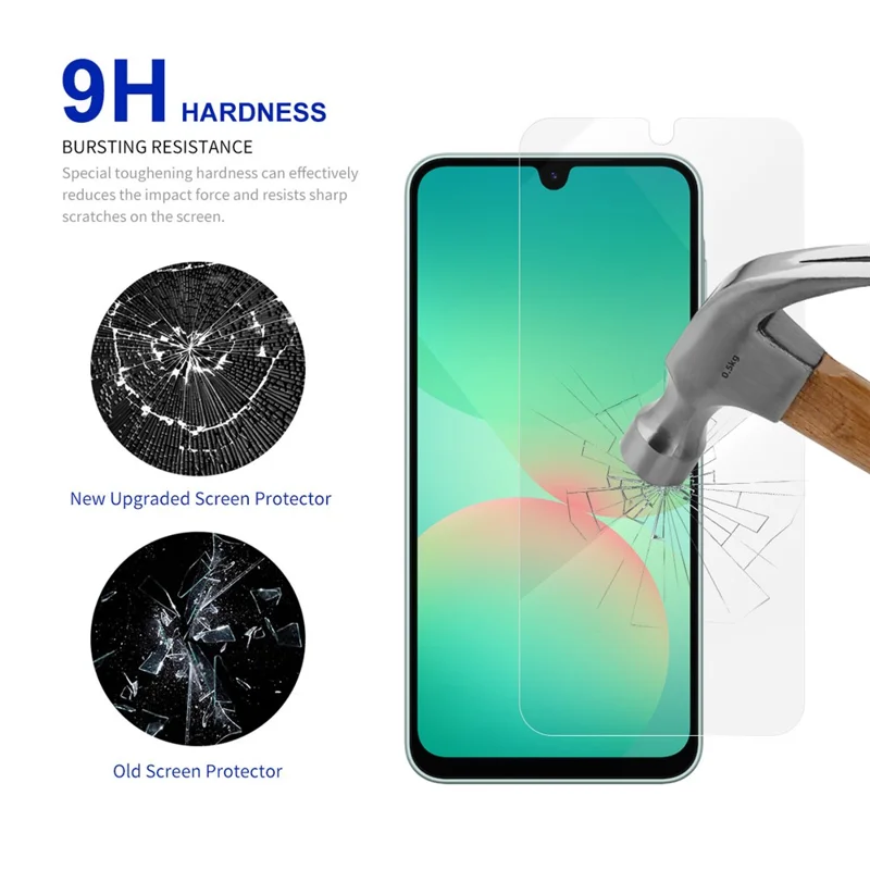 RURIHAI 10 Unidades Protector de Pantalla para Samsung Galaxy A27, Película de Vidrio de Alta Silicona de Aluminio con Adhesivo Completo, 0.26 mm, Borde Curvado 2.5D (NO Cubrimiento Total)