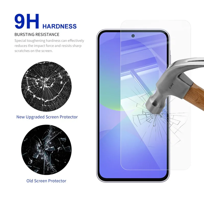 RURIHAI 10 Unidades para Samsung Galaxy A37 / A57 Protector de Pantalla 0.26mm 2.5D de Vidrio de Alta Silicona de Aluminio con Adhesivo Completo (NO Cobertura Total)