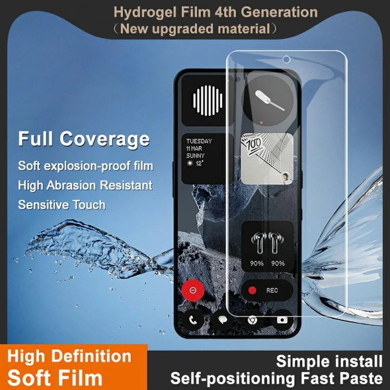 IMAK Hydrogel Film 4th For Nothing Phone (3a) Lite 5G Full Screen Protector Ultra Clear Full Glue Soft TPU Film (Fingerprint Unlock) - Transparent