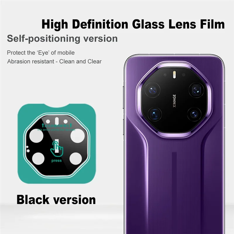 IMAK For Huawei Mate 80 RS Ultimate Tempered Glass Full Cover Camera Lens Protector with Self Positioning Frame (Black Version)
