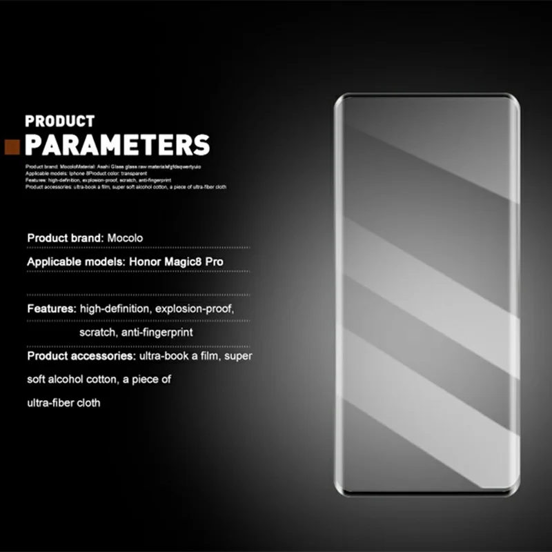 AMORUS For Honor Magic8 Pro 5G Full Screen Protector UV Liquid Full Glue Tempered Glass Film