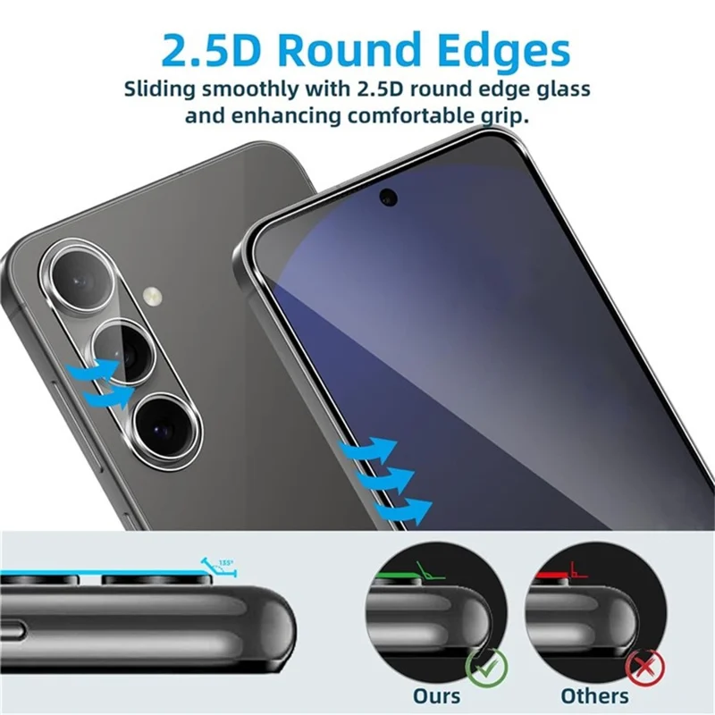 2Pcs For Samsung Galaxy A57 Screen Protector 2.5D Arc Edge High Clarity Tempered Glass Film with Camera Lens Film