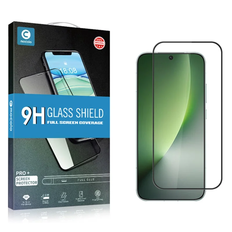 MOCOLO per Honor Magic8 5G Protettore Schermo Intero Anti-Rottura Stampa Seta Film in Vetro Temperato con Colla Totale - Nero