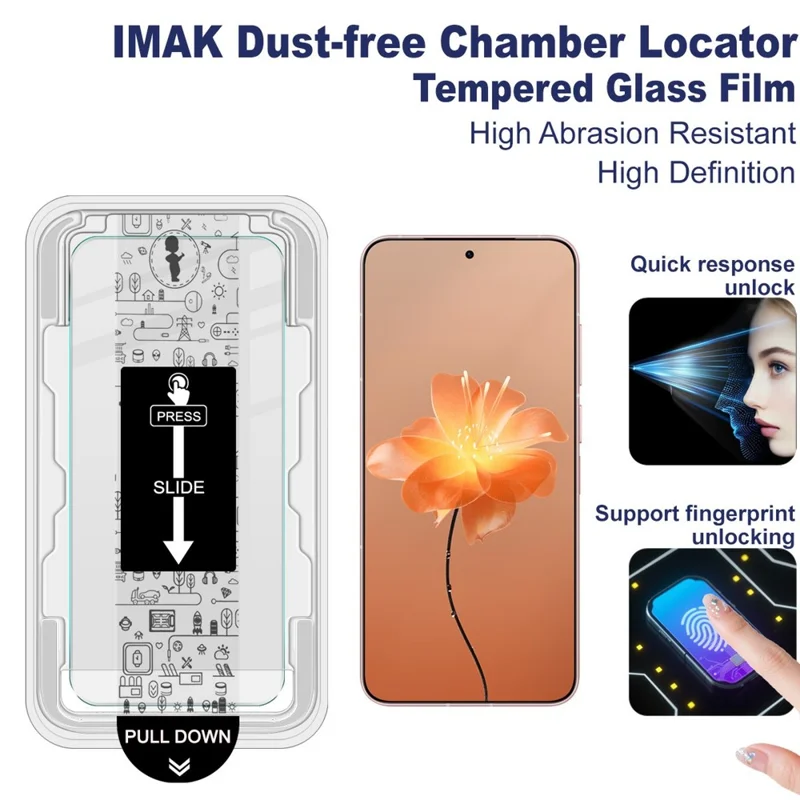 IMAK H Series For Meizu 22 Tempered Glass Screen Protector Easy Installation Film with Auto Dust-Remove Tool Kit (NOT Complete Covering) (Fingerprint Unlock)