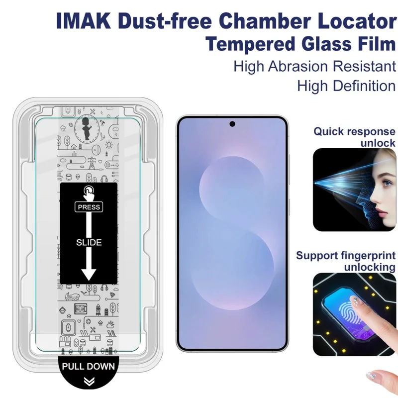 IMAK H Series For Samsung Galaxy S25 Edge Tempered Glass Screen Protector Easy Installation Film with Auto Dust-Remove Tool - Transparent Kit (NOT Complete Covering) (Fingerprint Unlock)