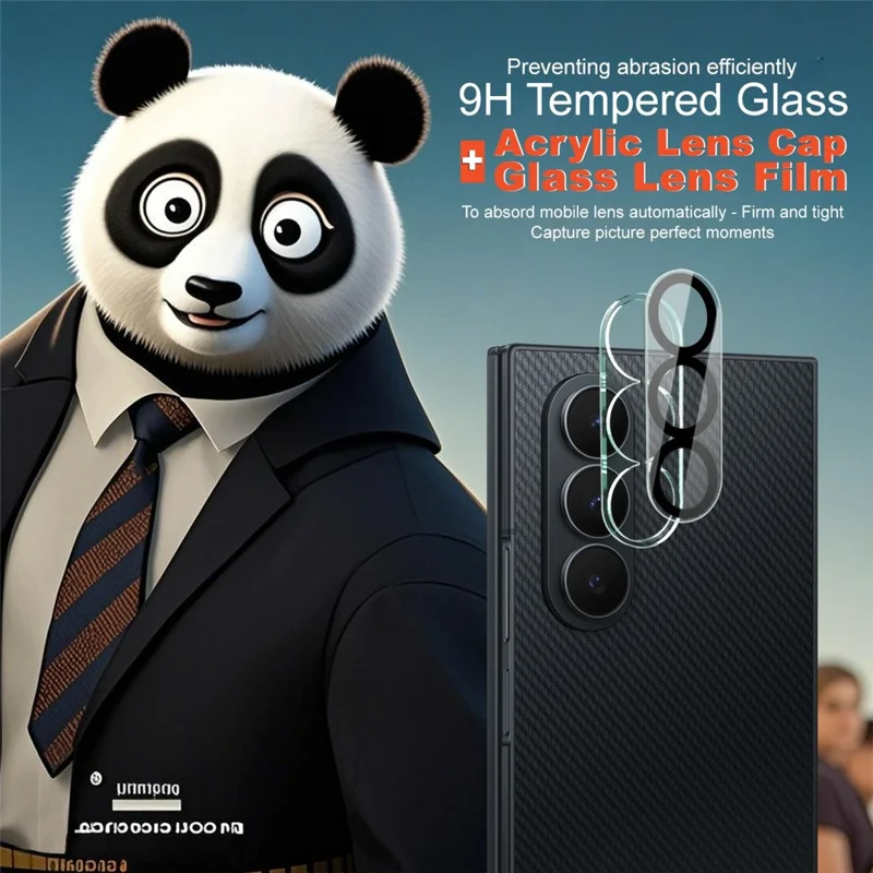 IMAK For Samsung Galaxy Z TriFold 5G Tempered Glass Camera Lens Protector Acrylic Lens Cap (Black Circle Design)