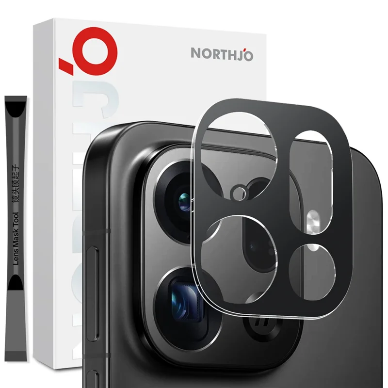 NORTHJO Camera Lens Protector For Oppo Find X9 Pro 5G Black Silk Printing 3D Clear Tempered Glass Lens Film