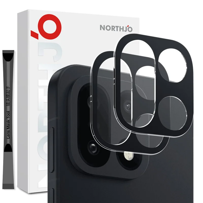 NORTHJO 2Pcs Camera Lens Protector For OnePlus 15 5G Black Silk Printing 3D Clear Tempered Glass Lens Film