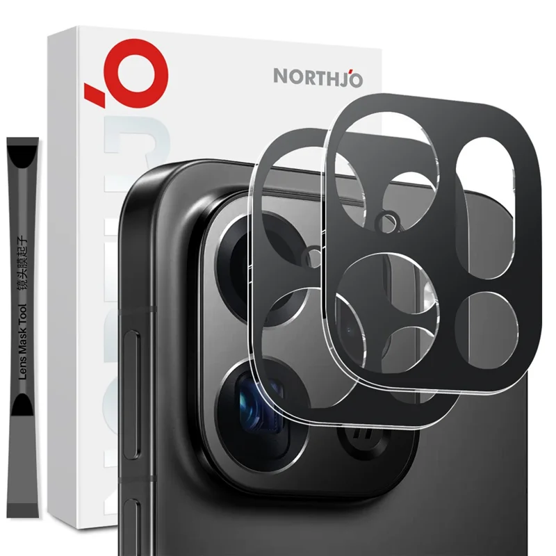 NORTHJO 2Pcs Camera Lens Protector For Oppo Find X9 Pro 5G Black Silk Printing 3D Clear Tempered Glass Lens Film