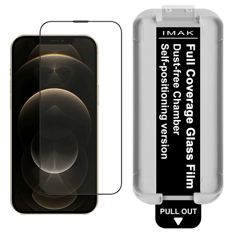 IMAK For iPhone 12 Pro Max Tempered Glass Full Screen Protector Full Glue Film with Dust-free Installation Tool