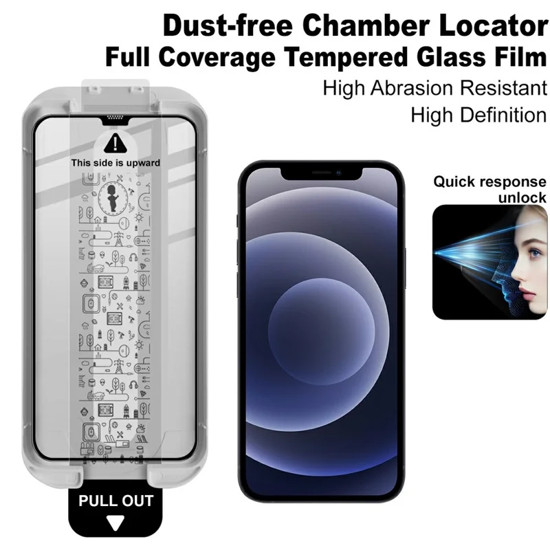 IMAK 3Pcs For iPhone 12 Pro Max Tempered Glass Full Screen Protector Full Glue Film with Dust-free Installation Tool