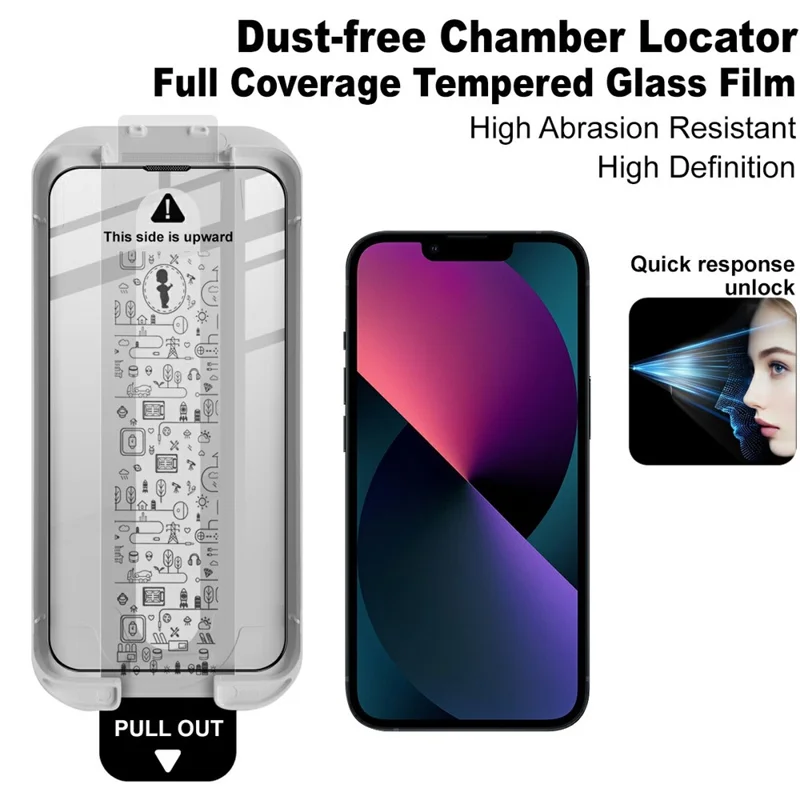 IMAK لجهاز iPhone 13 / 13 Pro واقي شاشة زجاجي مقسّى، فيلم لاصق بالكامل مع أداة تركيب خالية من الغبار