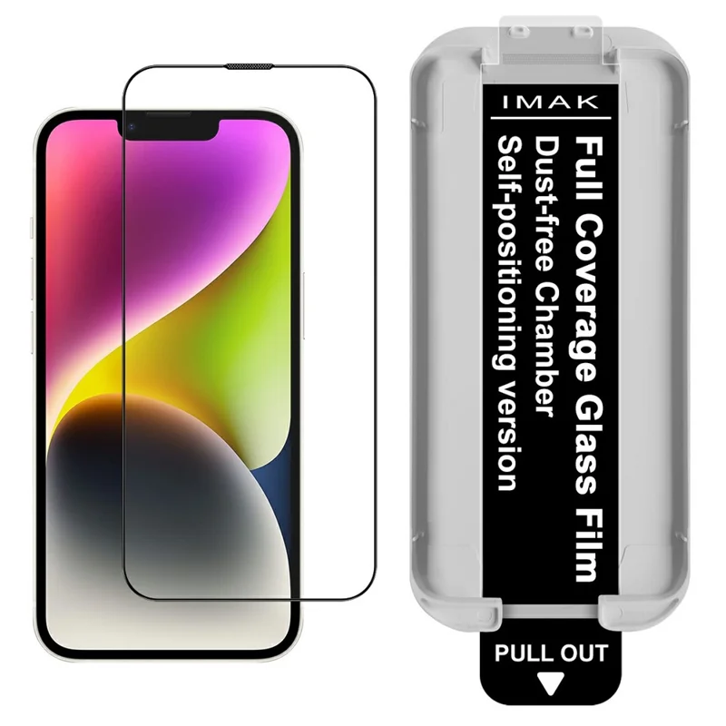 IMAK para iPhone 14 Protector de Pantalla de Cristal Templado, Película de Adhesivo Completo con Herramienta de Instalación Sin Polvo