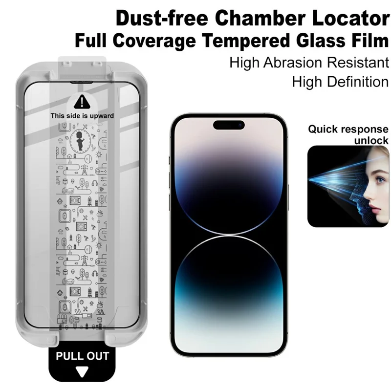 IMAK para iPhone 14 Pro Protector de Pantalla de Cristal Templado, Película de Adhesión Total con Herramienta de Instalación Sin Polvo