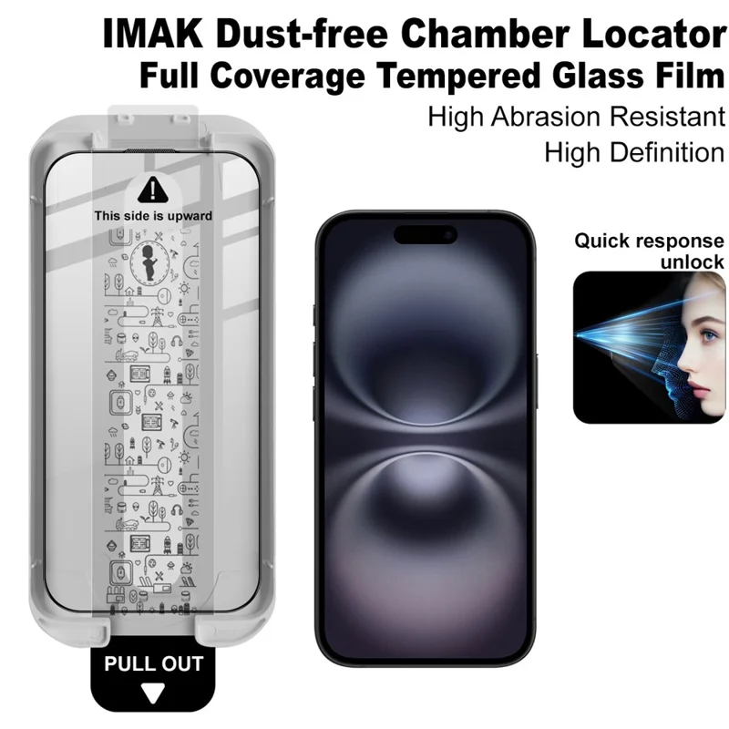 IMAK per iPhone 16 Protezione per Schermo in Vetro Temperato Pellicola con Incollaggio Totale con Strumento per Installazione Senza Polvere