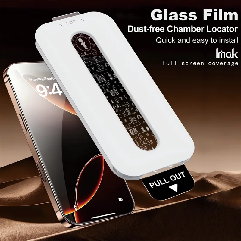 IMAK 3Pcs For iPhone 16 Pro Max Tempered Glass Full Screen Protector Full Glue Film with Dust-free Installation Tool