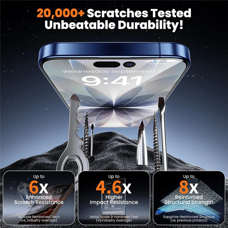 For iPhone 17 Pro Max HD Full Screen Protector 0.18 mm Ultra Thin High Aluminium-silicon Silk Printing Tempered Glass Film