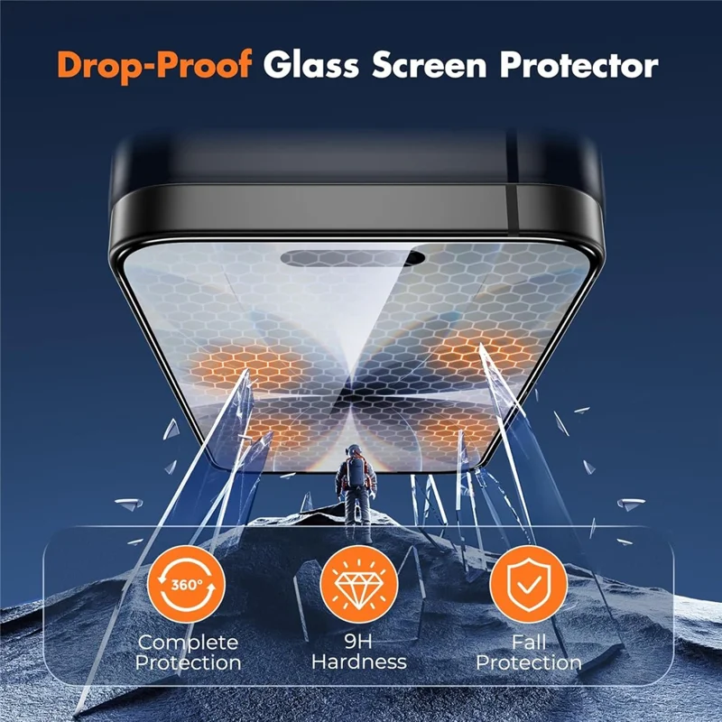 For iPhone 17 Pro Max HD Full Screen Protector 0.18 mm Ultra Thin High Aluminium-silicon Silk Printing Tempered Glass Film